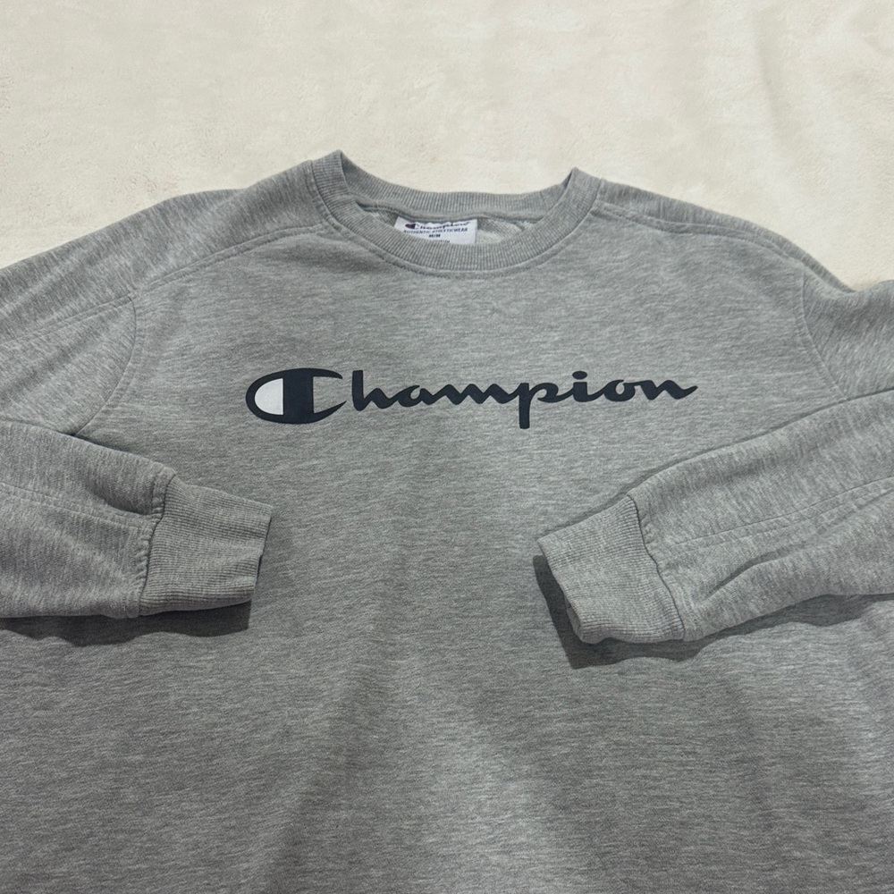 Champion Light Gray Pullover with Front Script Logo - Picture 3 of 6